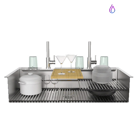 FORNO ACQUA 45 in. Drop-In/Undermount 3-Level Workstation Sink with Two Faucets & Glass Rinser