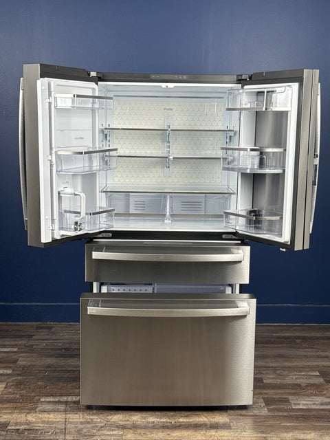 GE Profile - Profile 36 in. 23.3 cu. ft. Smart Counter-Depth Fingerprint Resistant 4-Door French-Door Refrigerator with Door In Door
