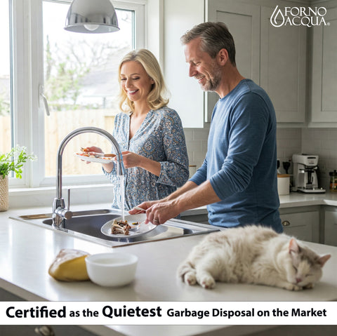 FORNO ACQUA BrightDIAMOND Moonstone 3/4HP Super Quiet Garbage Disposal Corded with Motion Sensor Cabinet Light & Pre-Wired Air Switch