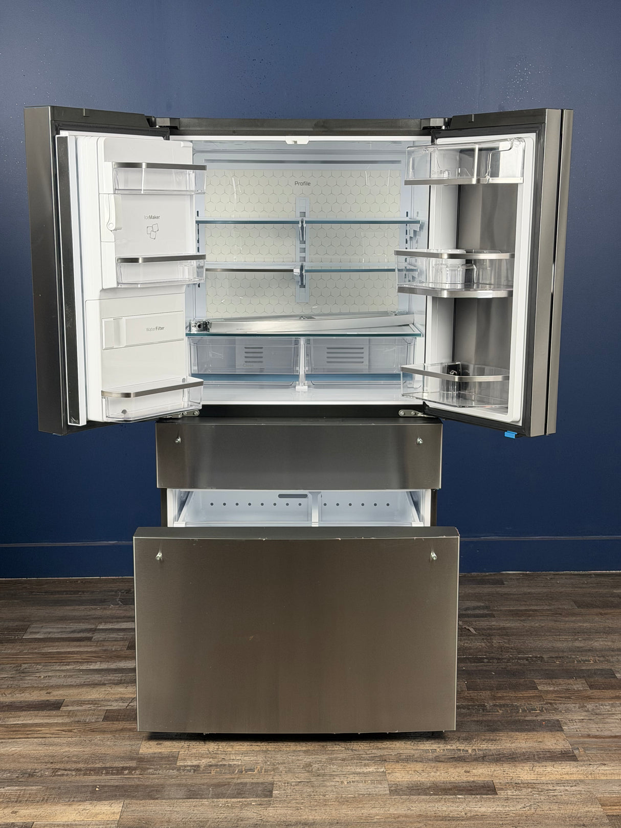 GE Profile - Profile 27.9 cu. ft. Smart 4-Door French Door Refrigerator with Door-in-Door in Fingerprint Resistant Stainless Steel