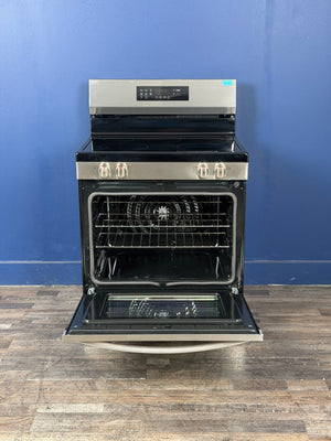 Frigidaire - 30 in. 5.3 cu. ft. 5 Element Freestanding Self-Cleaning Electric Range in Stainless Steel with Air Fry