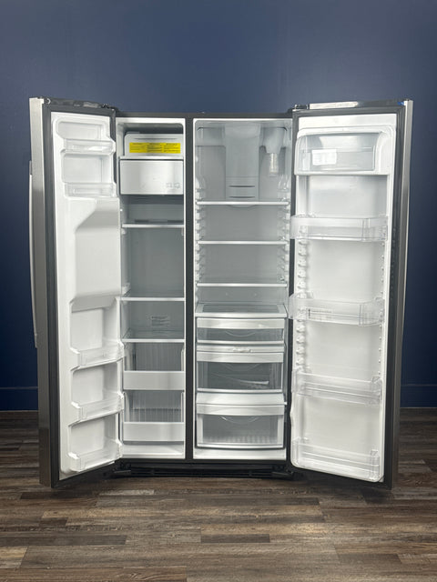 GE - 21.8 cu. ft. Side by Side Refrigerator in Fingerprint Resistant Stainless Steel, Counter Depth