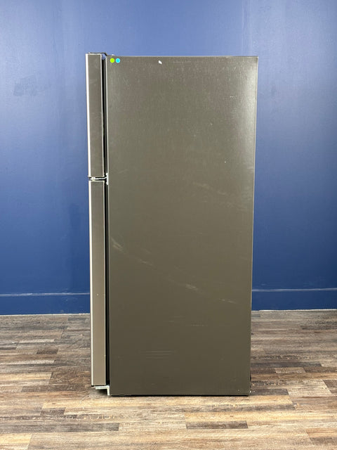 GE - 21.9 cu. ft. Top Freezer Refrigerator in Fingerprint Resistant Stainless Steel, Garage Ready