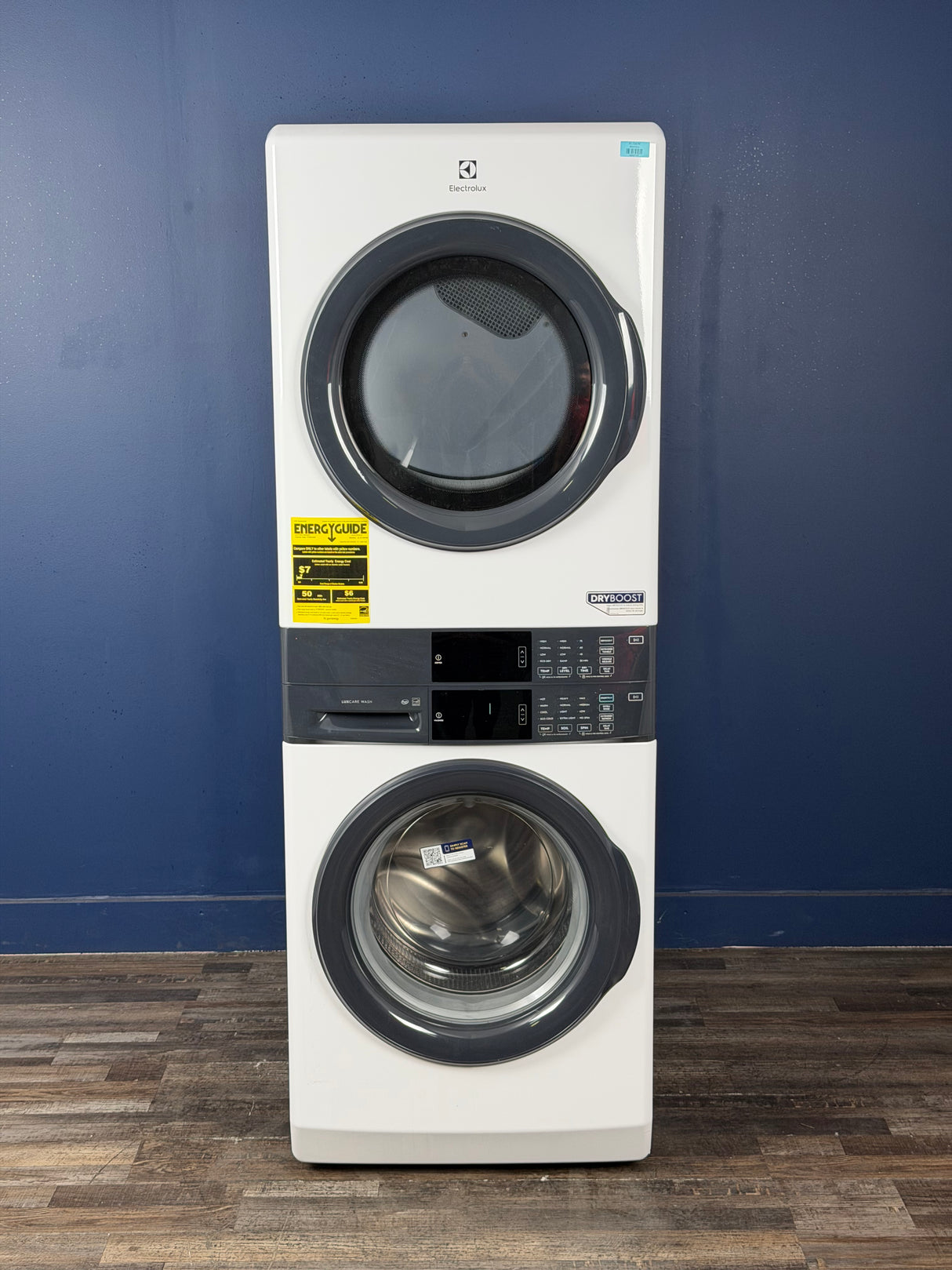 Electrolux - 4.4 cu. ft. Stacked Washer and 8.0 cu. ft. Electric Dryer Laundry Tower in White with LuxCare Wash, Energy Star