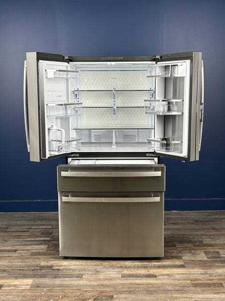 GE Profile - 36 in. 23.3 cu. ft. Smart Counter-Depth Fingerprint Resistant 4-Door French-Door Refrigerator with Door In Door