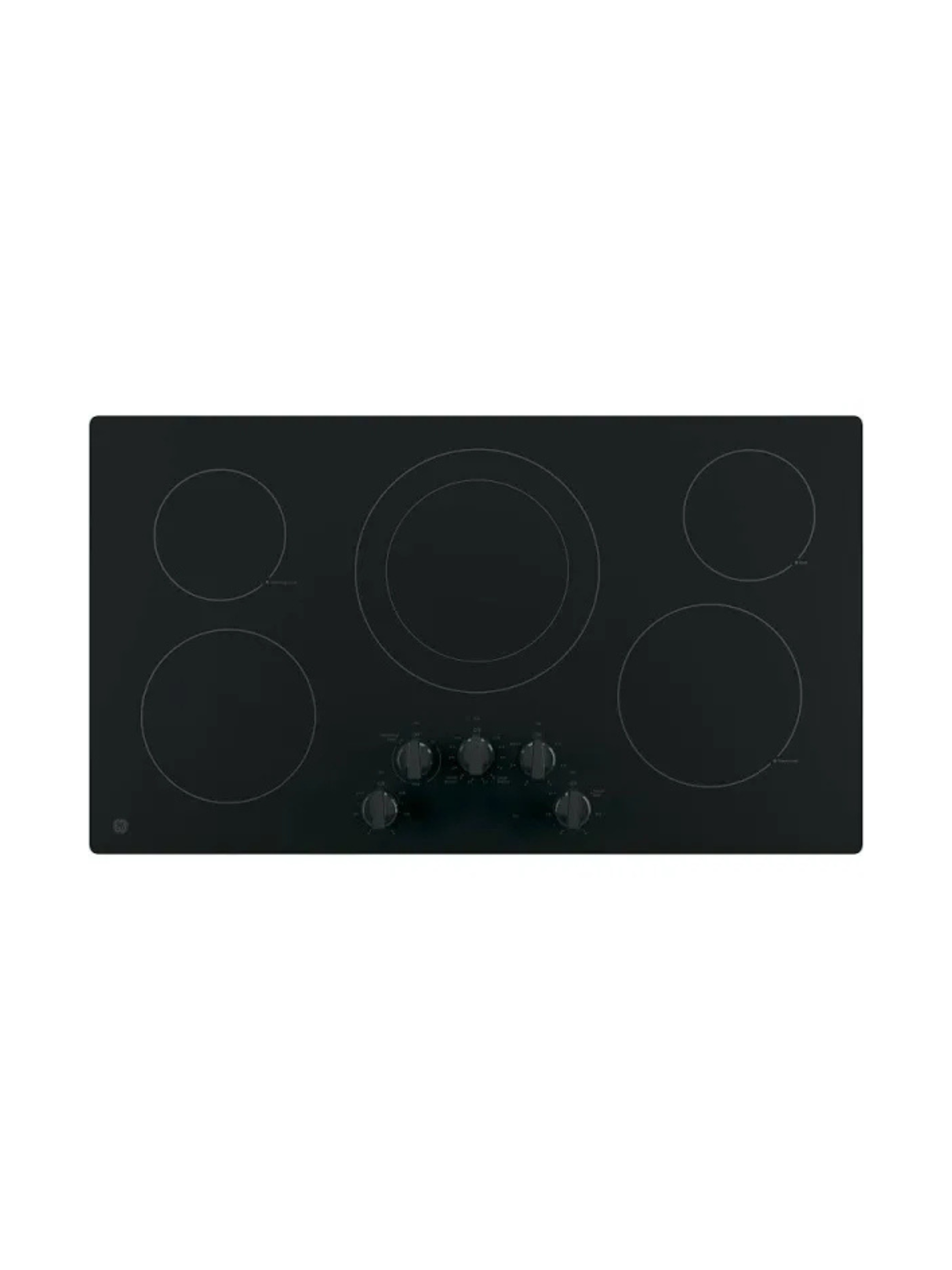 GE - 36 in. 5 Burner Element Radiant Electric Cooktop Built-in Knob Control in Black