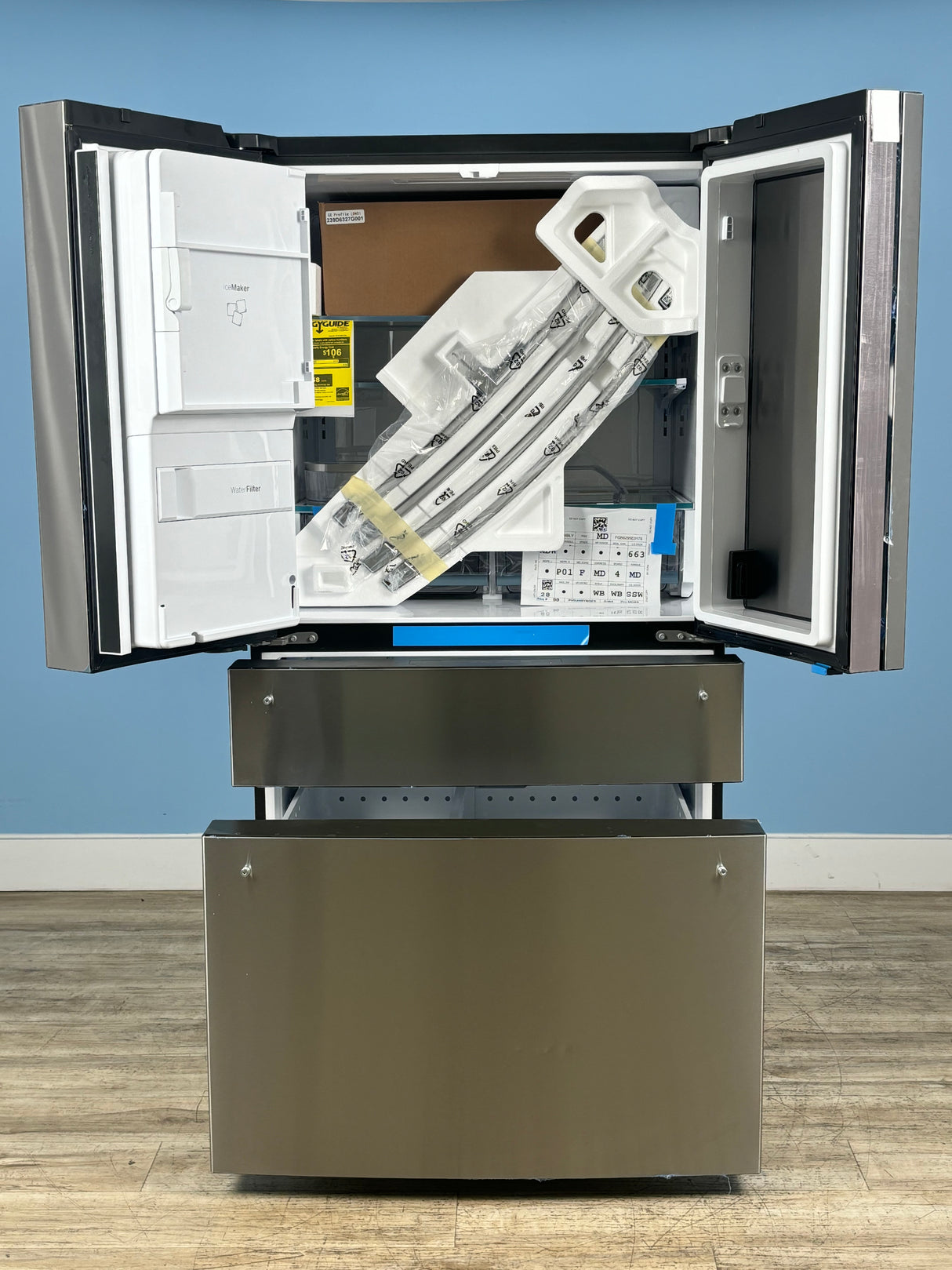 GE Profile - Profile 27.9 cu. ft. Smart 4-Door French Door Refrigerator with Door-in-Door in Fingerprint Resistant Stainless Steel