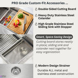 FORNO ACQUA 45 in. Undermount 3-Level Workstation MultiSINK with Custom-Fit Accessories