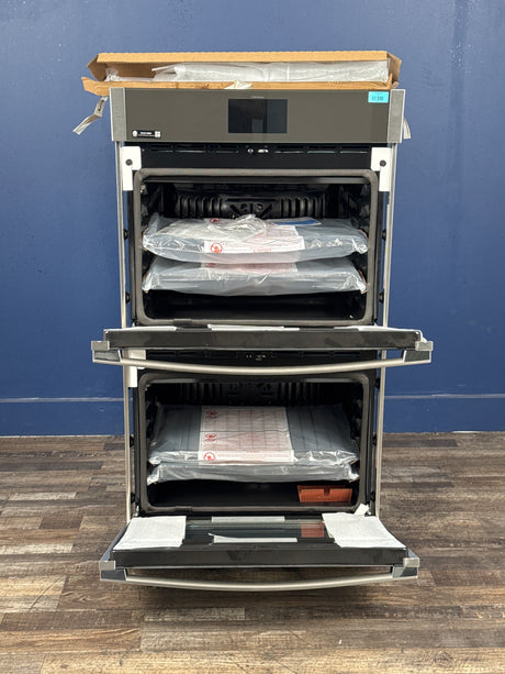 GE - 30 in. Double Smart Convection Wall Oven with No-Preheat Air Fry in Stainless Steel