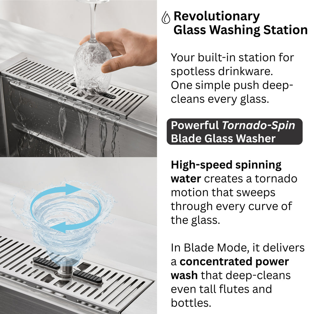 FORNO ACQUA 33 in. Drop-In/Undermount 3-Level Workstation with Retractable Faucet & Glass Rinser
