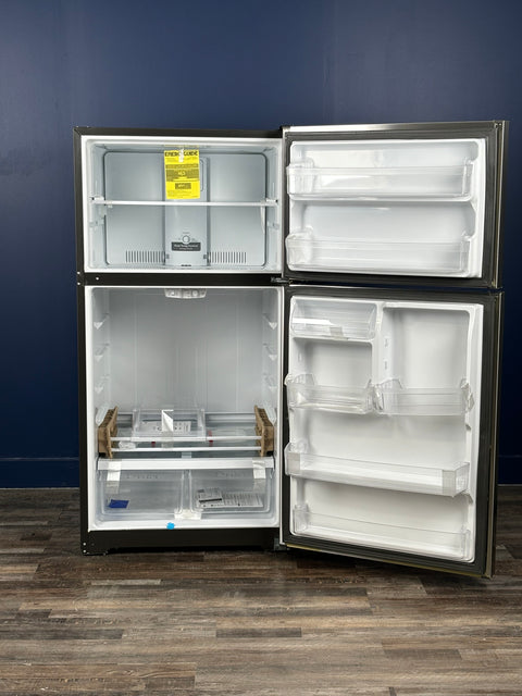 GE - 21.9 cu. ft. Top Freezer Refrigerator in Fingerprint Resistant Stainless Steel, Garage Ready