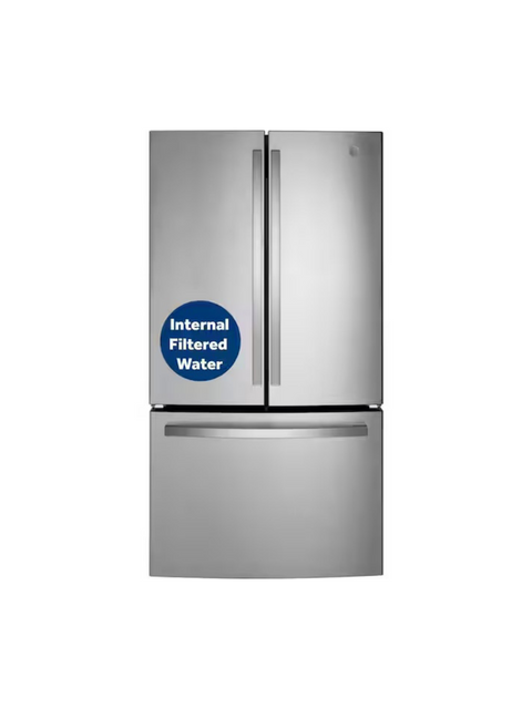 GE - 21.9 cu. ft. Counter Depth French Door Refrigerator w/Internal Dispenser in Fingerprint Resistant Stainless, ENERGY STAR