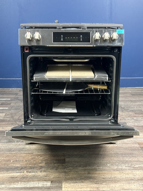 Frigidaire - Gallery 30 in. 5-Burner Slide-In Gas Range in Smudge-Proof Stainless Steel with Stone-Baked Pizza