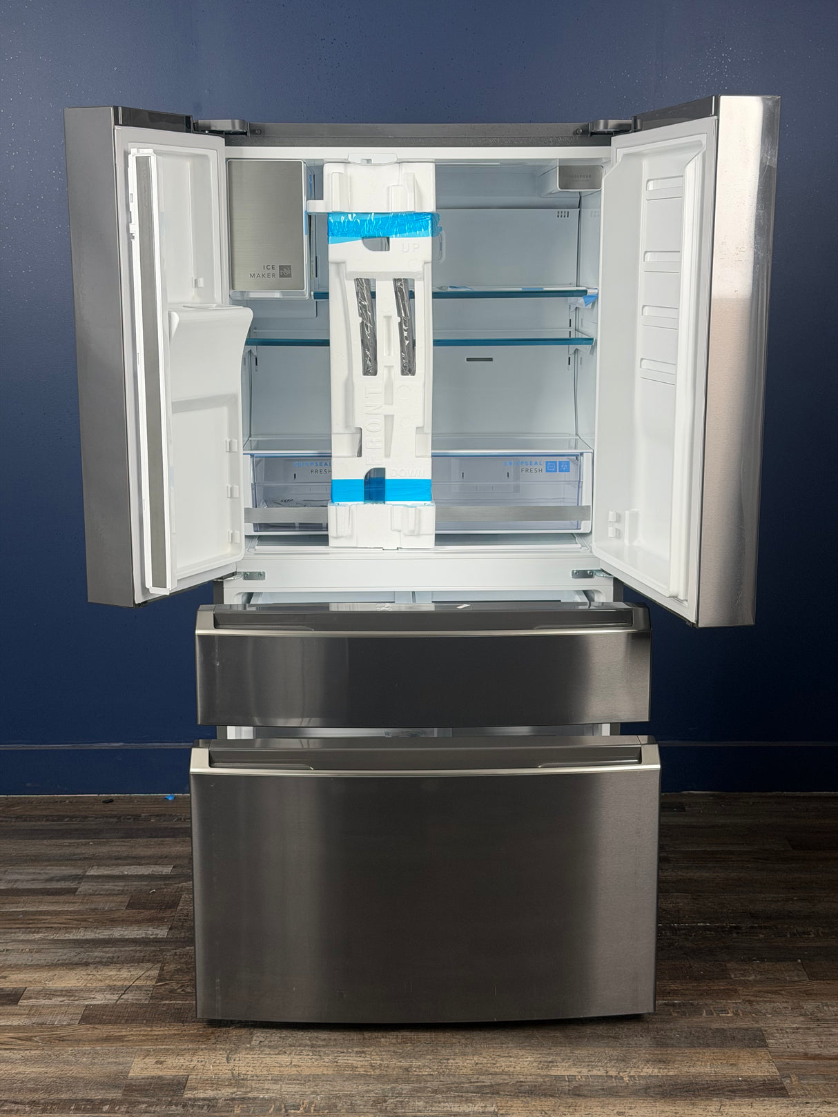Frigidaire - Gallery 36 in. 22 cu. ft. Counter-Depth 4-Door French Door Refrigerator in Smudge-Proof Black Stainless Steel