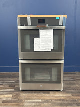 GE - 30 in. Double Smart Convection Wall Oven with No-Preheat Air Fry in Stainless Steel
