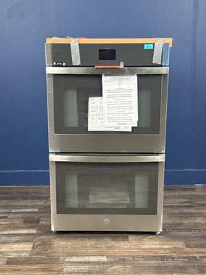 GE - 30 in. Double Smart Convection Wall Oven with No-Preheat Air Fry in Stainless Steel
