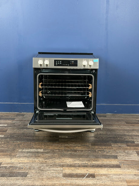 Frigidaire - 30 in. 5 Element Slide-In Front Control Electric Range with Steam Clean in Stainless Steel
