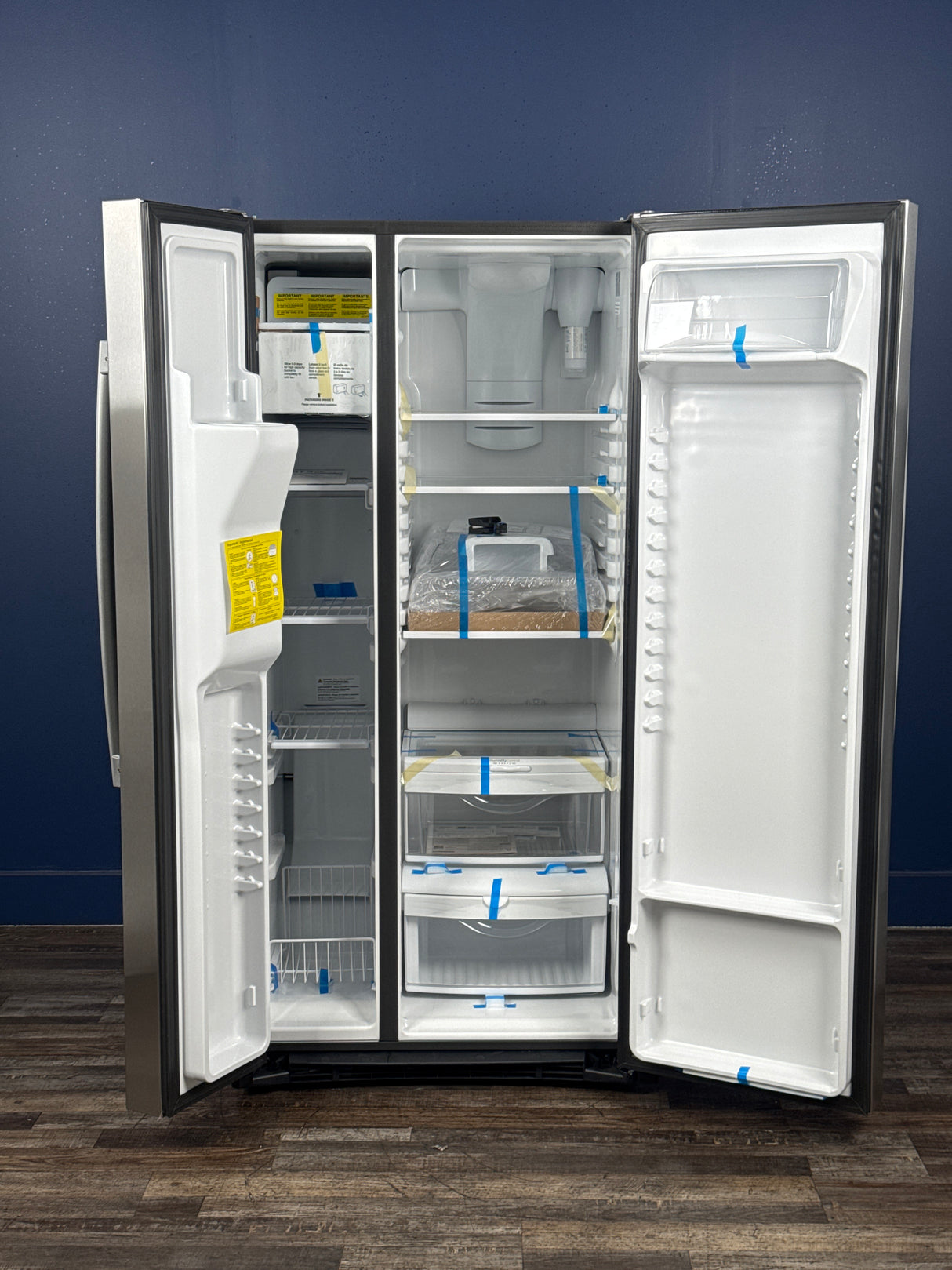 GE - 23.0 cu. ft. Side by Side Refrigerator in Fingerprint Resistant Stainless Steel, Standard Depth