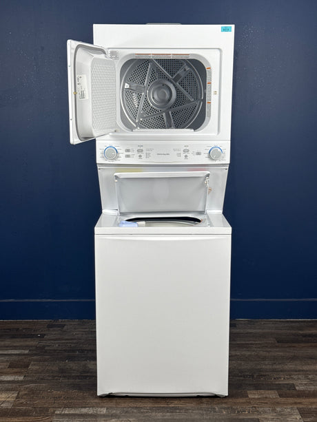 Frigidaire - 3.9 cu. ft. Washer and 5.5 cu. ft. Dryer Electric Long Vent Stacked Laundry Center in White