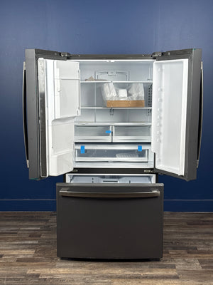 GE - 22.1 cu. ft. French Door Refrigerator in Black Slate, Fingerprint Resistant, Counter Depth and ENERGY STAR