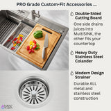 FORNO ACQUA 33 in. Drop-In/Undermount 3-Level Workstation Sink with Faucet, Waterfall & Glass Rinser