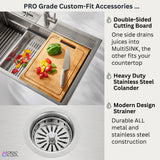 FORNO ACQUA 33 in. Drop-In/Undermount 3-Level Workstation with Retractable Faucet & Glass Rinser