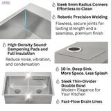 FORNO ACQUA 33 in. Drop-In/Undermount 50/50 Double Bowl Stainless Steel Sink with Faucet & Waterfall
