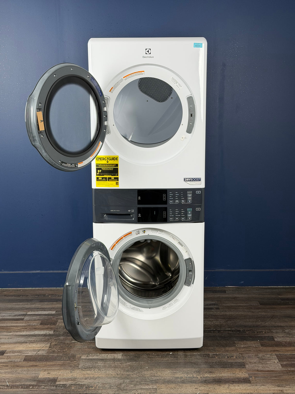 Electrolux - 4.4 cu. ft. Stacked Washer and 8.0 cu. ft. Electric Dryer Laundry Tower in White with LuxCare Wash, Energy Star