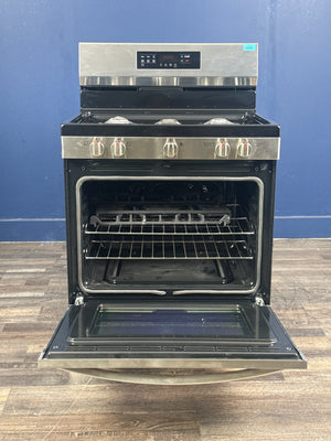Frigidaire - 30 in. 5.1 cu. ft. 5 Burner Freestanding Self-Cleaning Gas Range in Stainless Steel with Air Fry