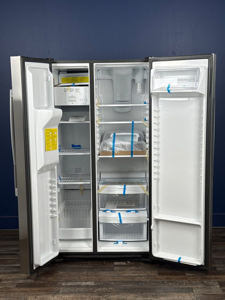 GE - 25.3 cu. ft. Side by Side Refrigerator in Fingerprint Resistant Stainless Steel, Standard Depth