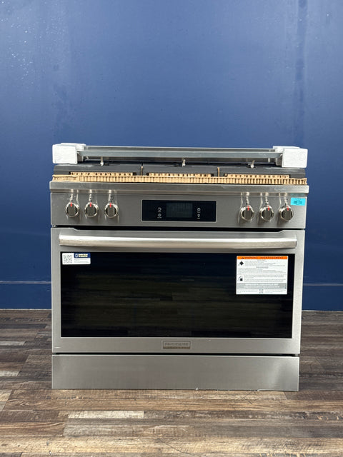 Frigidaire - Gallery 36 in. 6-Burner Slide-In Gas Range in Stainless Steel with Total Convection and Air Fry