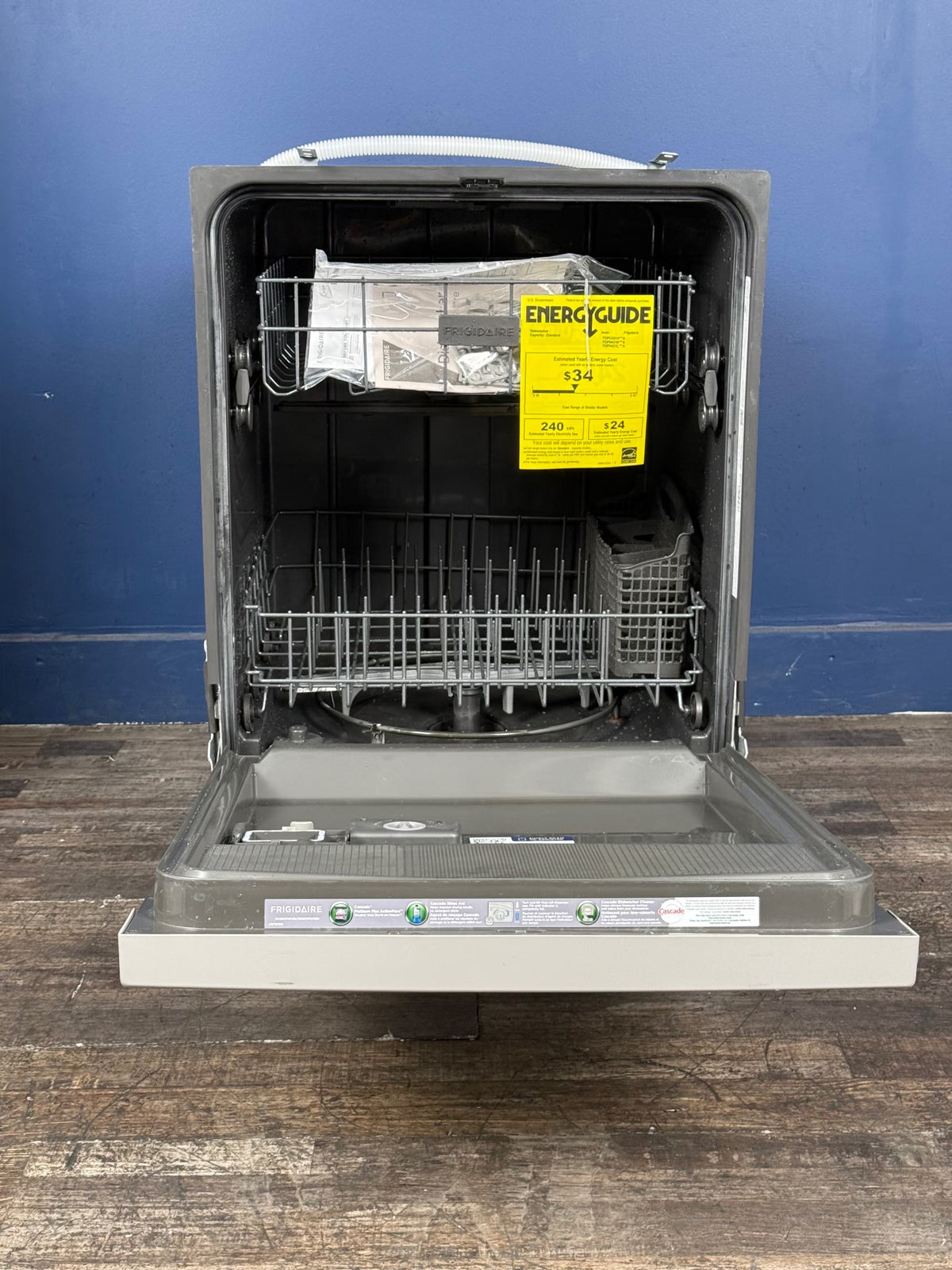 Frigidaire - 24 in Front Control Built-In Tall Tub Dishwasher in Stainless Steel with 4-cycles and DishSense Sensor Technology