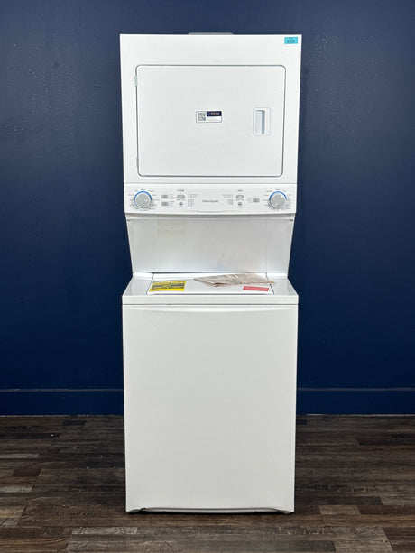 Frigidaire - 3.9 cu. ft. Washer and 5.5 cu. ft. Dryer Electric Long Vent Stacked Laundry Center in White