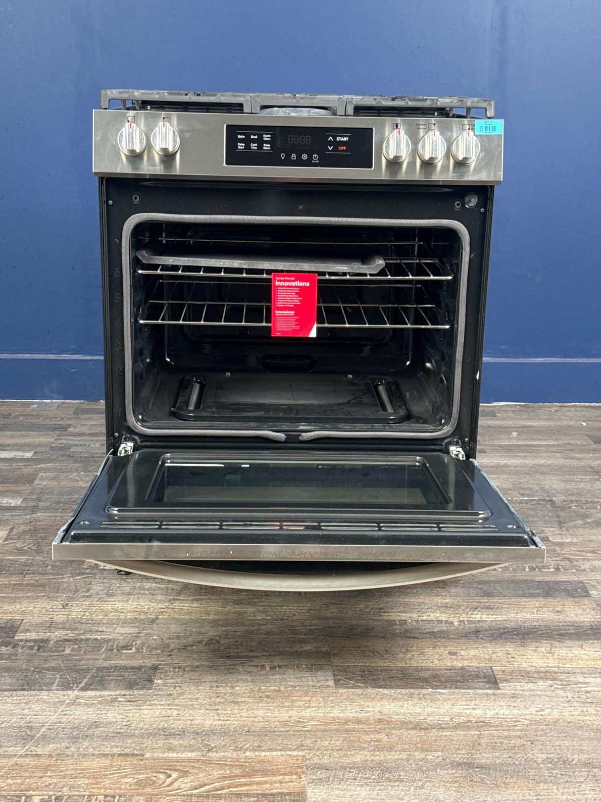 Frigidaire - 30 in. 5 Burner Front Control Gas Range with Steam Clean in Stainless Steel