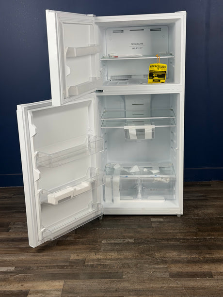 Frigidaire - 29.7 in. 19 cu. ft. Standard Depth Garage Ready Top Freezer Refrigerator in White w/ Humidity-Controlled Crisper Drawers