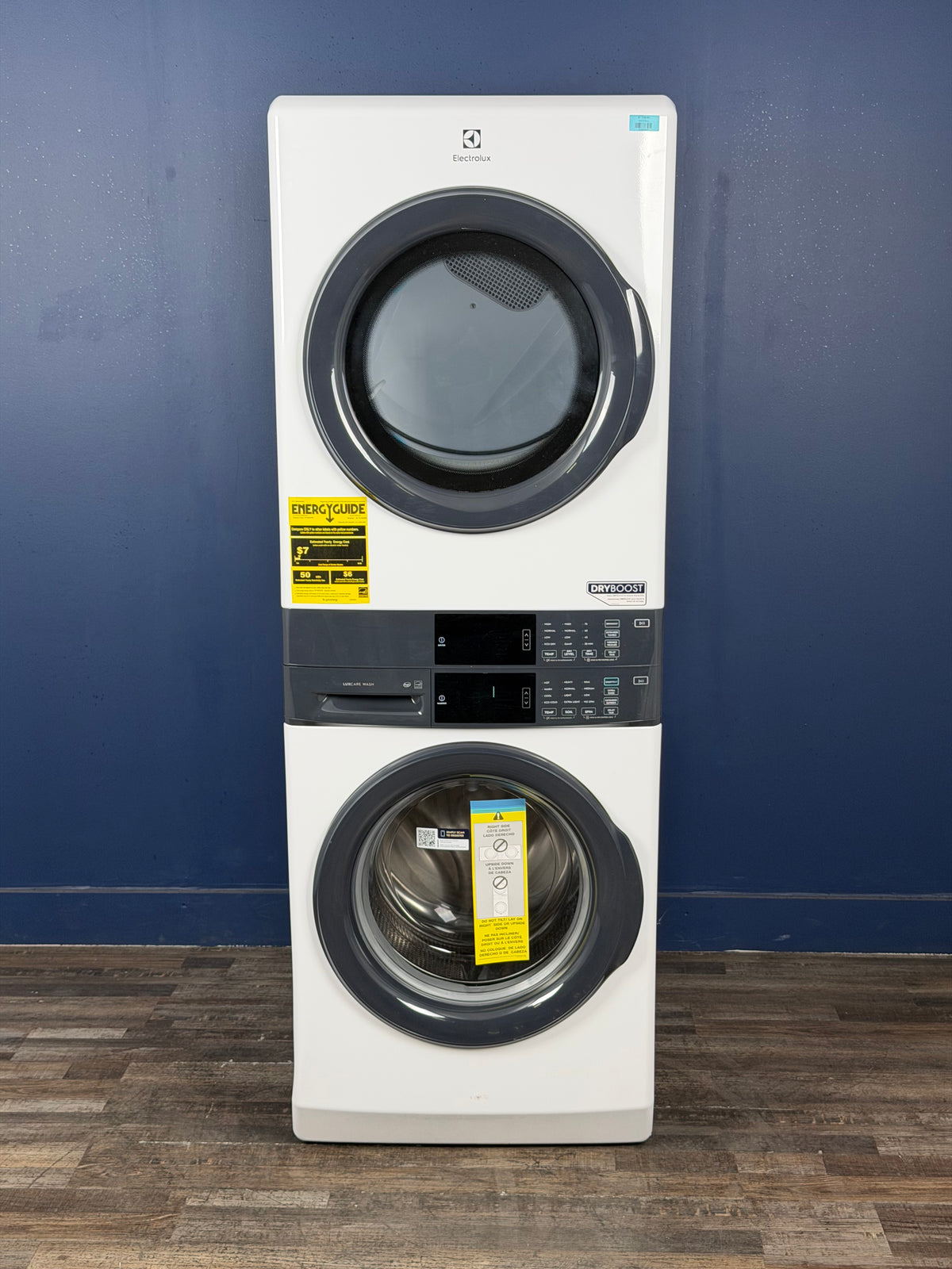 Electrolux - 4.4 cu. ft. Stacked Washer and 8.0 cu. ft. Gas Dryer Laundry Tower in White with LuxCare Wash, Energy Star