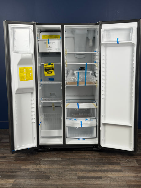 GE - 25.3 cu. ft. Side by Side Refrigerator in Fingerprint Resistant Stainless Steel, Standard Depth