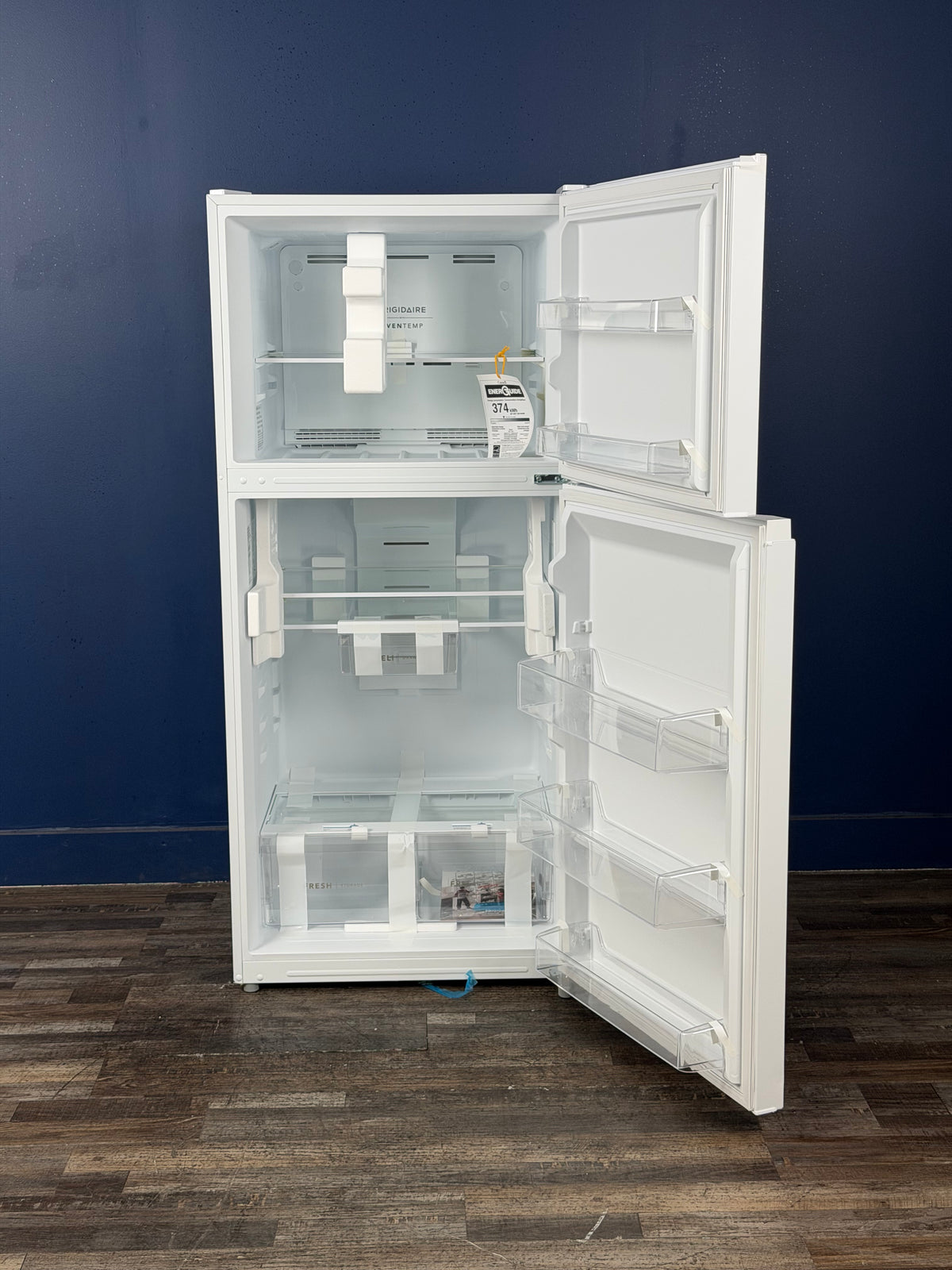 Frigidaire - 29.7 in. 19 cu. ft. Standard Depth Garage Ready Top Freezer Refrigerator in White w/ Humidity-Controlled Crisper Drawers