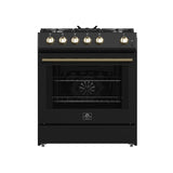 Forno Leonardo Espresso 30-Inch Black Gas Range, 5 Burners, 39,500 BTU, 5 cu.ft Convection Oven