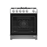 Forno Leonardo 30-Inch Stainless Steel Gas Range, 5 Sealed Burners (Totaling 39,500 BTU), 5 cu.ft. Convection Oven, Continuous Cast Iron Grates, Black Enamel Interior, Auto Re-Ignition, LP Conversion Kit Included