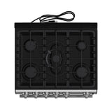 Forno Leonardo 30-Inch Stainless Steel Gas Range, 5 Sealed Burners (Totaling 39,500 BTU), 5 cu.ft. Convection Oven, Continuous Cast Iron Grates, Black Enamel Interior, Auto Re-Ignition, LP Conversion Kit Included