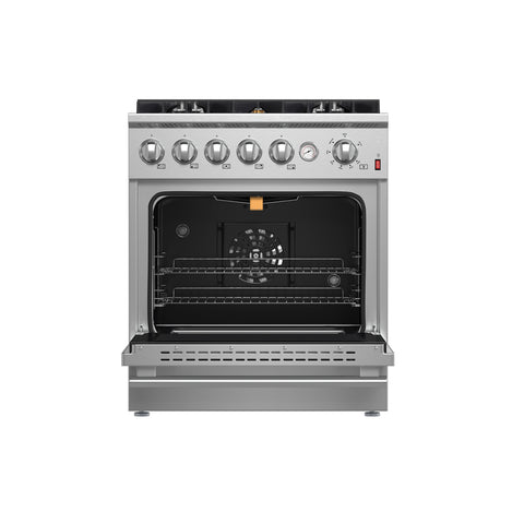 FORNO Giovanni 30-inch Gas Range Stainless Steel, 5 Burners 67,000 BTU, 4.32 cu.ft. Convection Oven