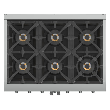 Forno Capriasca 36-Inch Freestanding French Door Gas Range, 6 Burners, Convection Oven, Energy Efficient