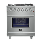 Forno Massimo 30-Inch Freestanding Gas Range, 5 Burners, True Convection Oven
