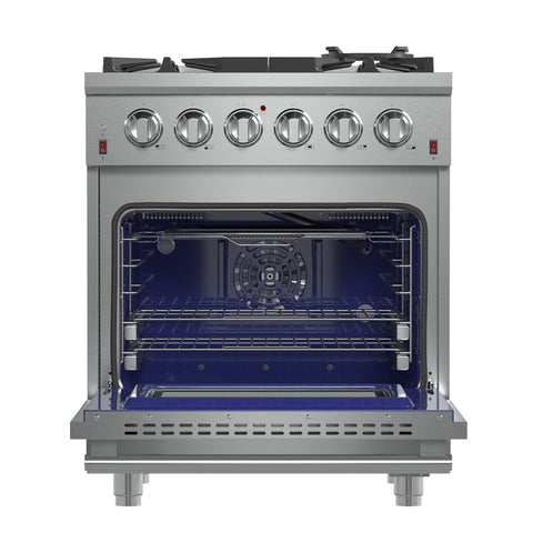 Forno Massimo 30-Inch Freestanding Gas Range, 5 Burners, True Convection Oven
