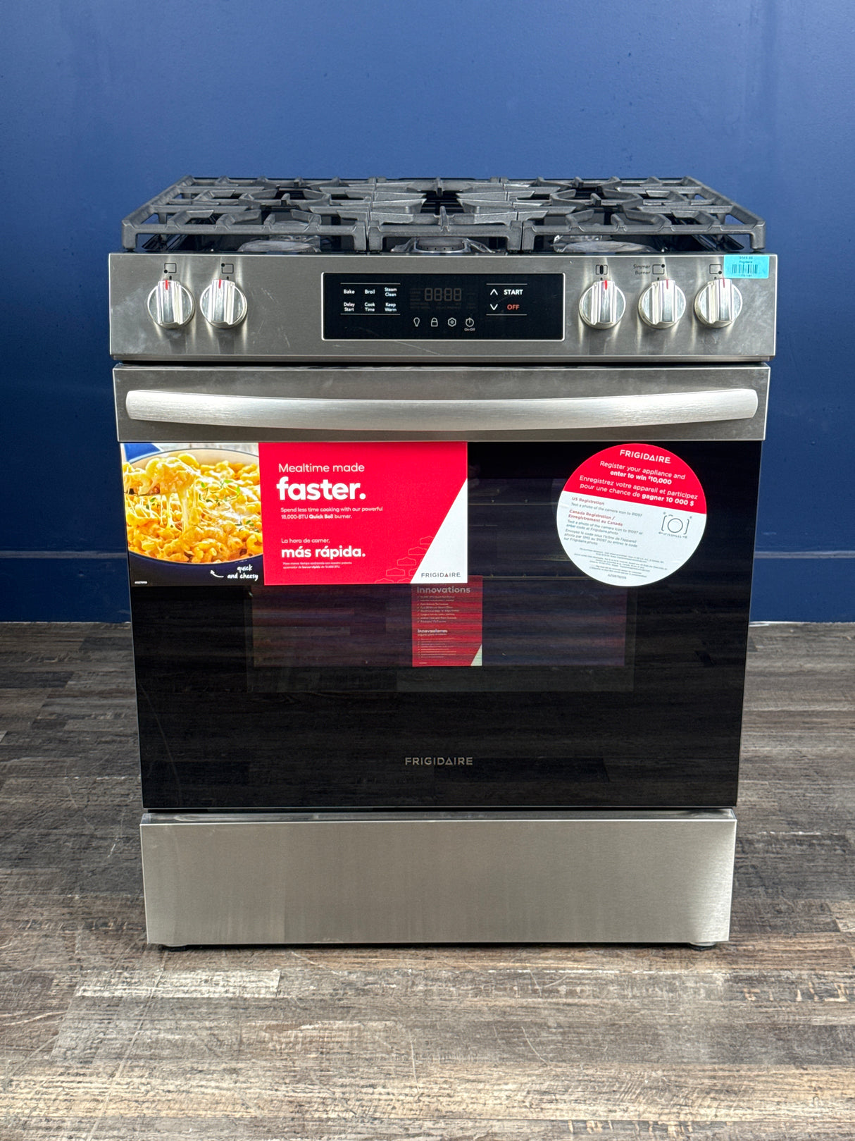 Frigidaire - 30 in. 5 Burner Front Control Gas Range with Steam Clean in Stainless Steel