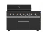 Forno All’Aperto 99,600 BTU Outdoor Kitchen, 5 Burners, Infrared Burners, Side Burner, Black Sintered Stone Countertops, Gas Pizza Oven, Sink Module, Bar & Beverage Center