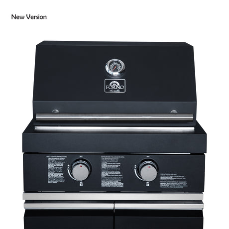 Forno All’Aperto 99,600 BTU Outdoor Kitchen, 5 Burners, Infrared Burners, Side Burner, Black Sintered Stone Countertops, Gas Pizza Oven, Sink Module, Bar & Beverage Center