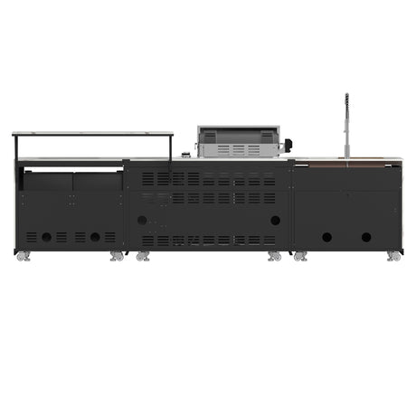 Forno Rimini Outdoor Kitchen: 30" BBQ 62,600 BTU, 4.8 cu.ft. Refrigerators, White Countertops