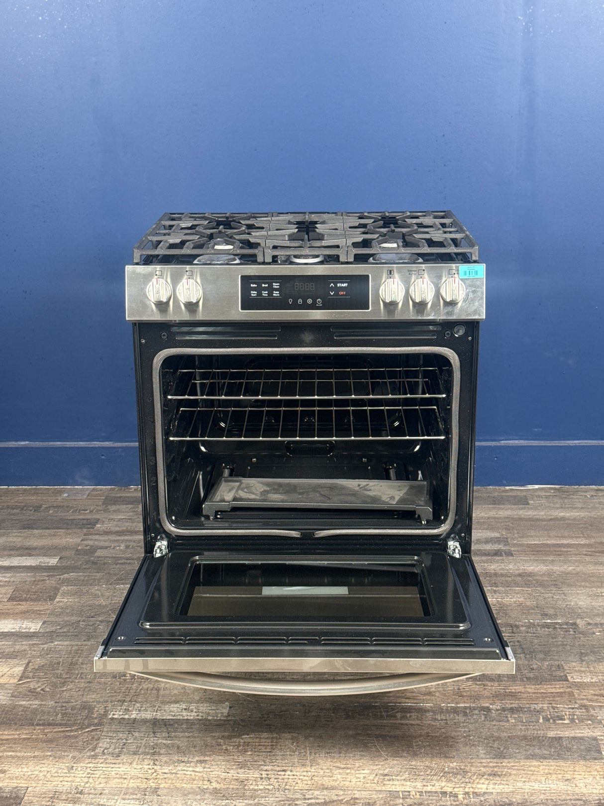 Frigidaire - 30 in. 5 Burner Front Control Gas Range with Steam Clean in Stainless Steel